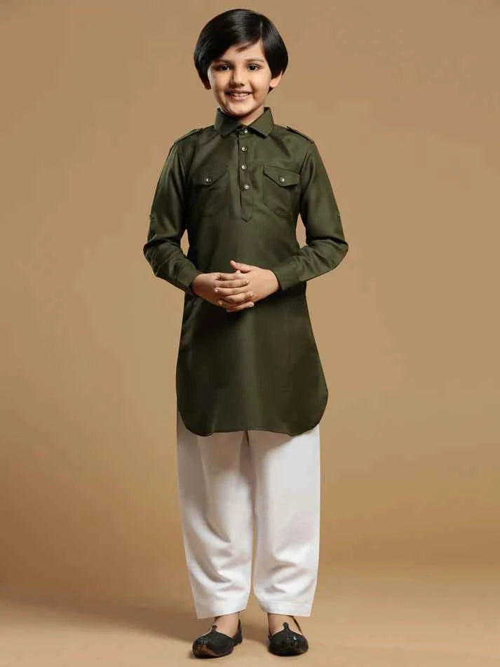 ATM5336 | Green White Like Father Like Son Readymade Suit