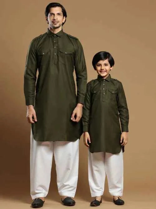 ATM5336 | Green White Like Father Like Son Readymade Suit