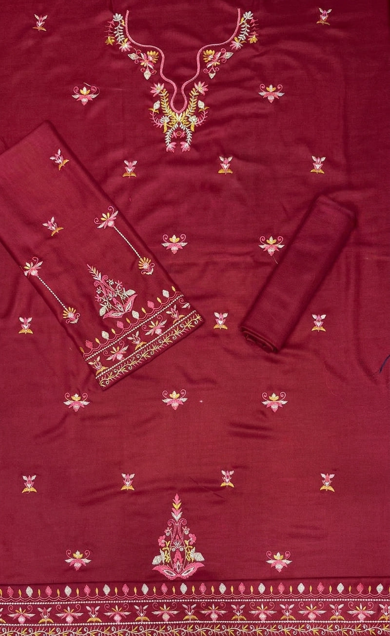 Maroon Dhanak 2-Piece Heavy Embroidered Suit – Winter Collection 2026