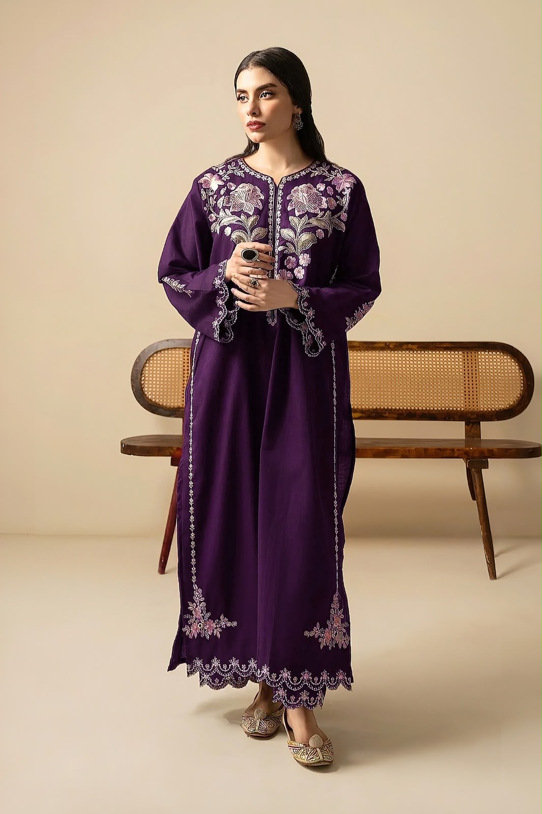 Dhanak 2-Piece Heavy Multi-Head Embroidered Suit – Winter Collection 2026