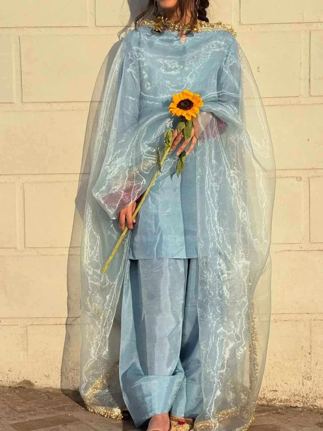ATM25042 | The Azure Serenity Silk & Organza Ensemble