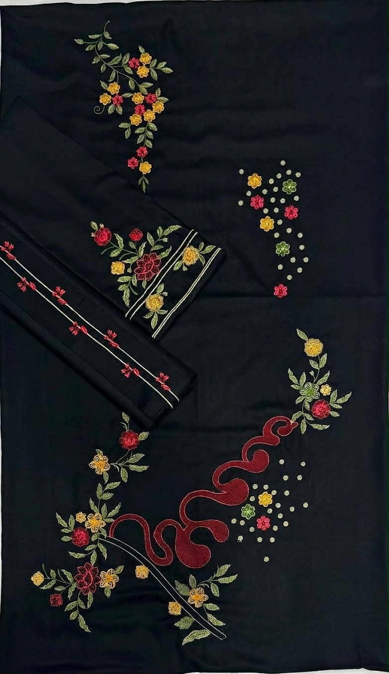Dhanak 2 Piece Floral Embroidered Suit Black - view 3