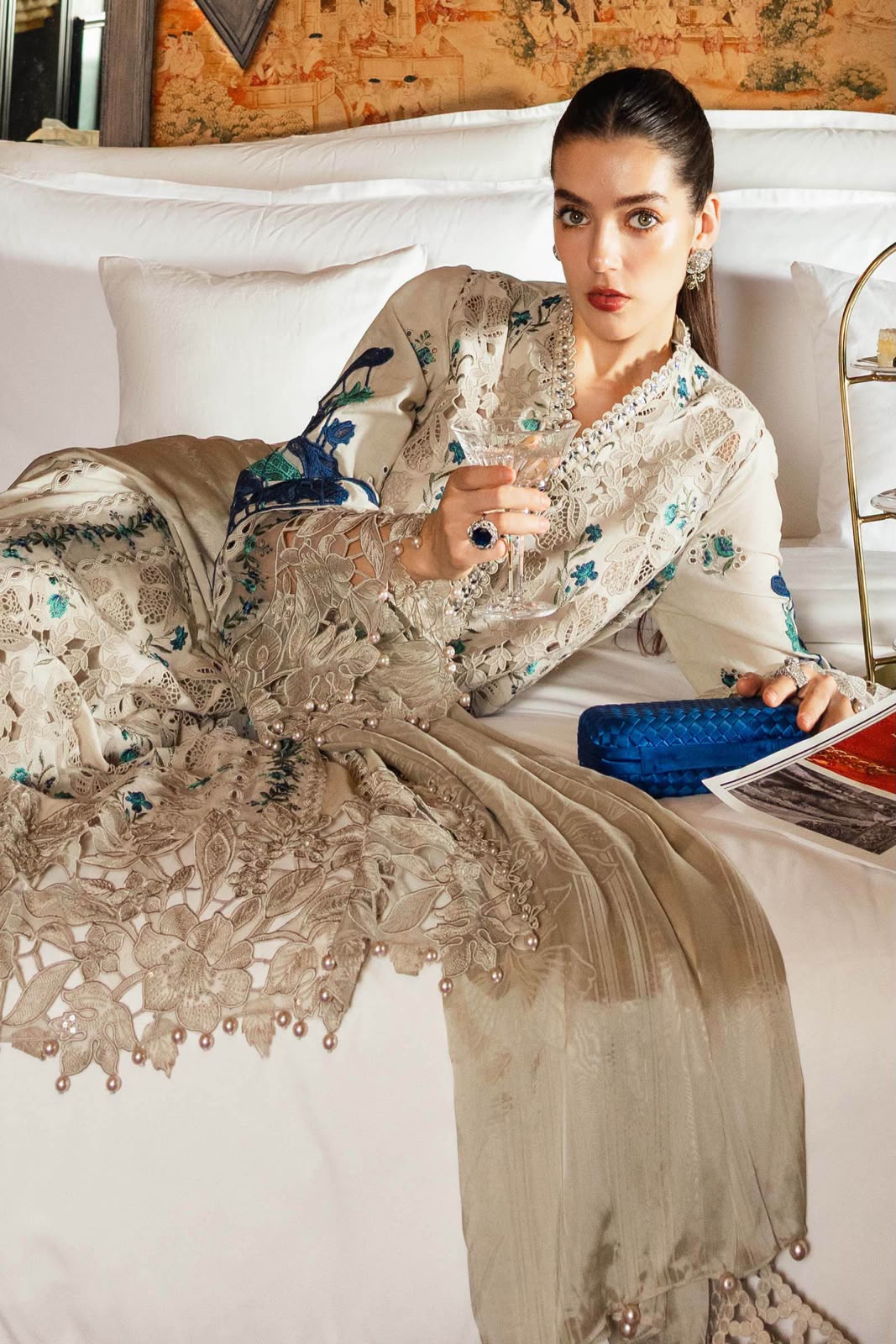 Beige Dhanak 3-Piece Suit Multi-Head Heavy Chikankari Embroidered with Luxury Embroidered Shawl Dupatta Unstitched — Winter Collection 2026