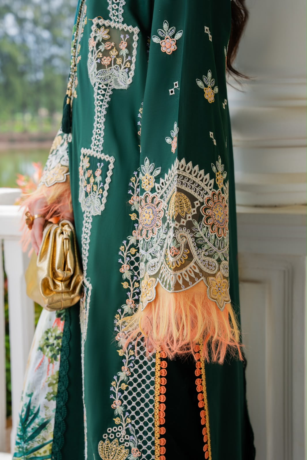 Bottle Green Airjet Dhanak 3-Piece Suit Full Heavy Multi-Colour Embroidered with Twill Wool Digital Printed Dupatta Unstitched — Winter Collection 2026