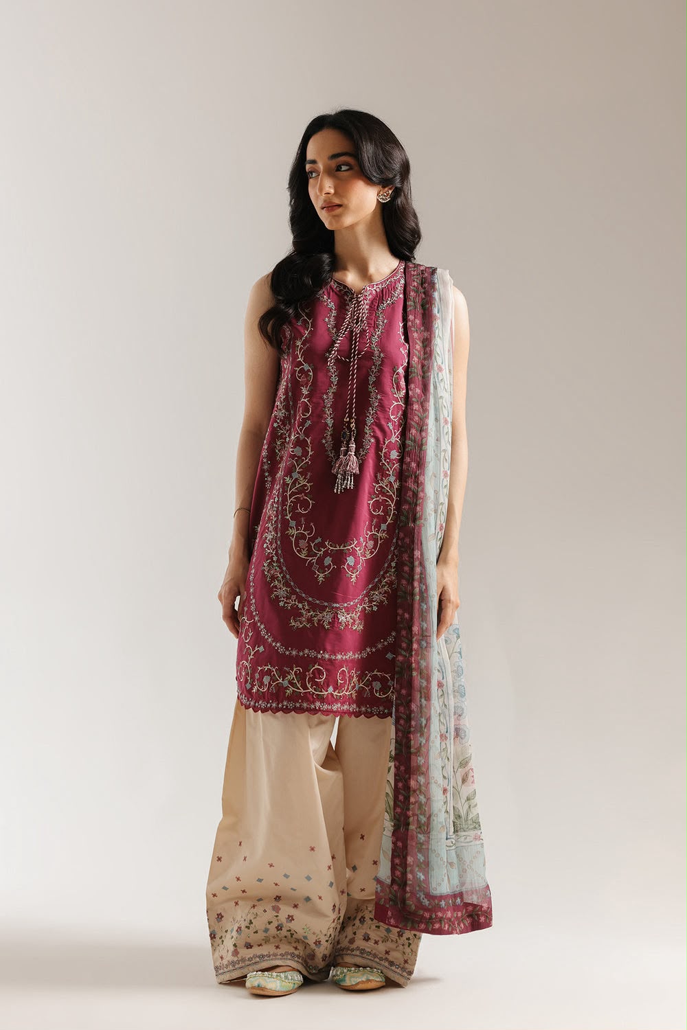 Maroon Dhanak 3-Piece Suit Full Heavy Multi-Head Embroidered with Digital Printed Woolen Shawl Unstitched — Winter Collection 2026