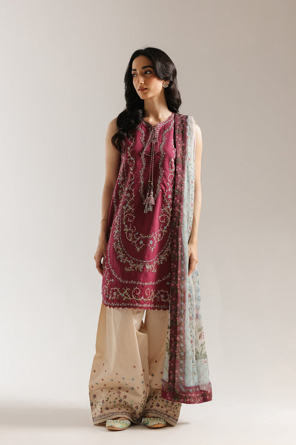 Maroon Dhanak 3-Piece Suit Full Heavy Multi-Head Embroidered with Digital Printed Woolen Shawl Unstitched — Winter Collection 2026