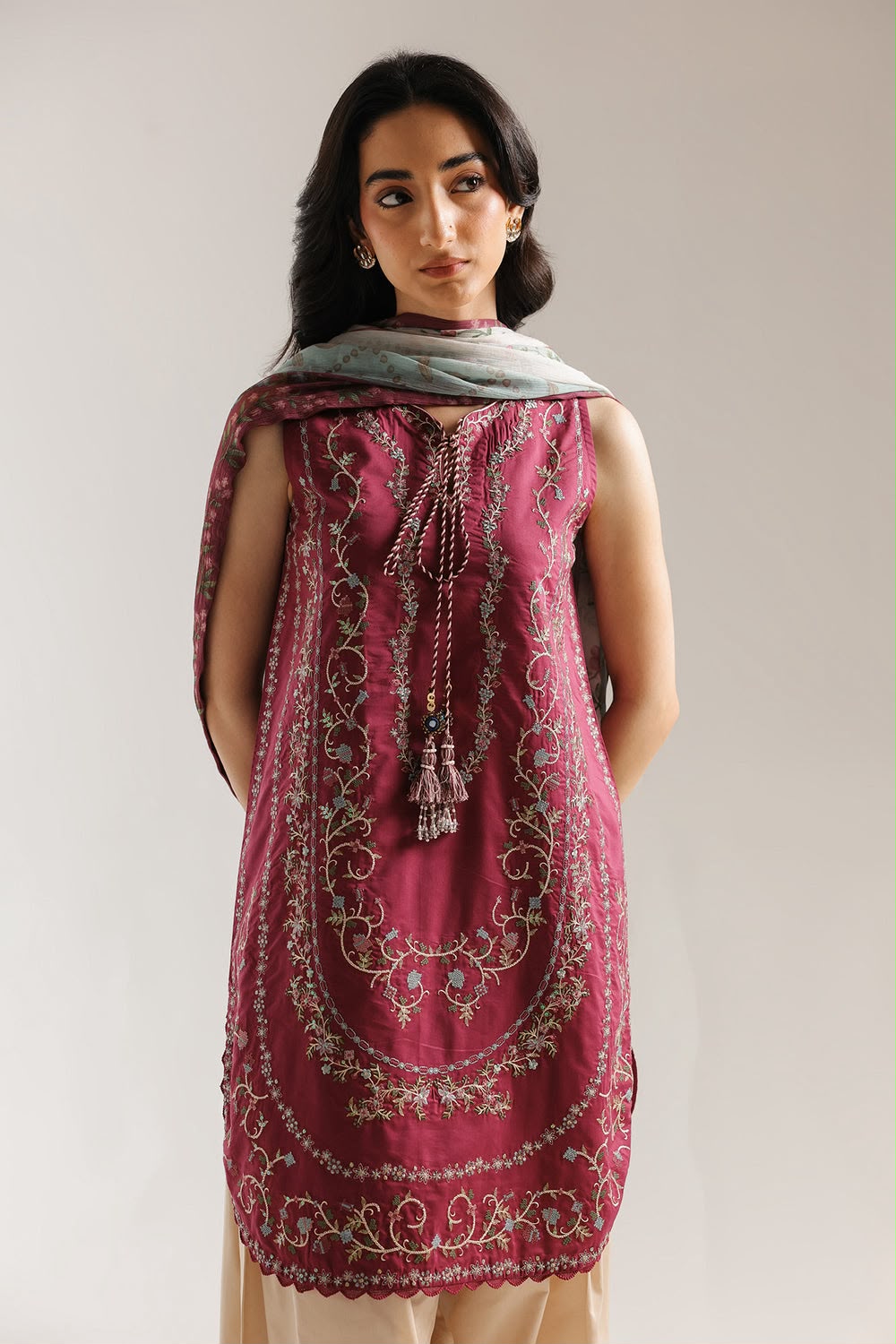 Maroon Dhanak 3-Piece Suit Full Heavy Multi-Head Embroidered with Digital Printed Woolen Shawl Unstitched — Winter Collection 2026