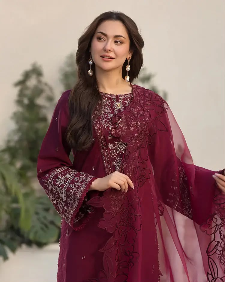 Maroon Dhanak 3-Piece Suit Heavy Sequence Embroidered with Luxury Embroidered Shawl Unstitched — Winter Collection 2026