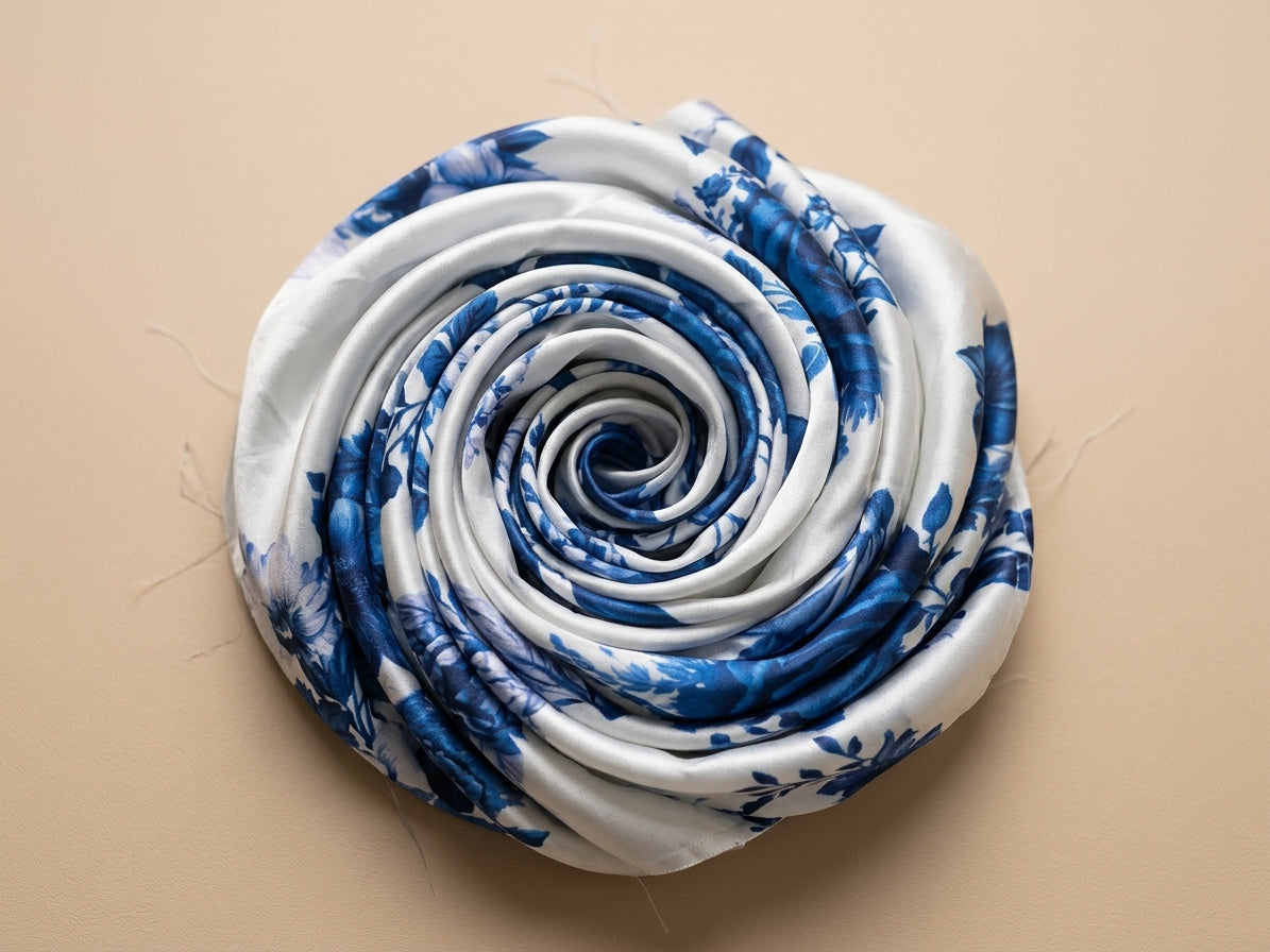Blue White Floral Digital Printed Shamooz Silk Co-Ord Set Unstitched - view 3