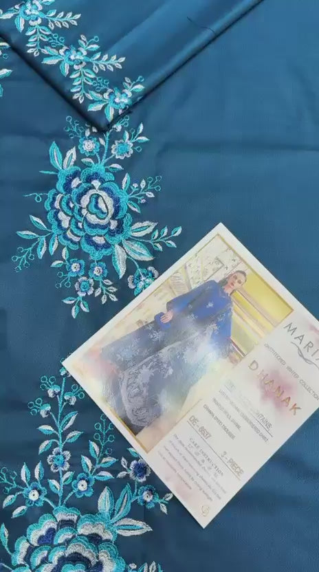 Teal Blue Dhanak 3-Piece Suit Full Heavy Embroidered with Digital Printed Woolen Shawl Unstitched — Winter Collection 2026