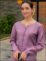 2 Piece Violet Silk Readymade Suit With Loop Buttons 188