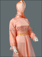 Pink Organza Readymade Maxi With Embroidered Belt 450