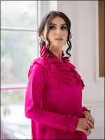 2 Piece Hot Pink Silk Readymade Suit With Pintex & Frill 348