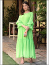 Parrot Green Chiffon Readymade Maxi With Double Frill 329