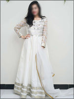 3 Piece Embellished Silk Readymade Frock Style Suit