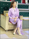 3 Piece Violet Silk Readymade Suit With Organza Dupatta 162