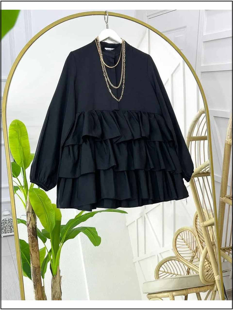 Solid Dyed Readymade Top In Frill Tiered Style 363