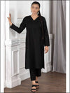 2 Piece Black Cotton Readymade Suit With Pintex & Lace 210
