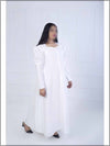 White Cotton Readymade Maxi With Puffy Sleeves 302