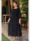 Black Chiffon Readymade Maxi In Tiered Style 319
