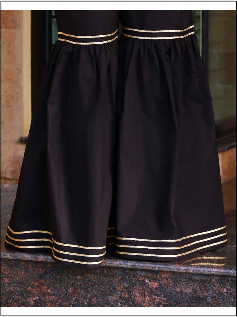 Black Cotton Readymade Trouser In Gharara Style 357
