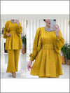 2 Piece Golden Boski Readymade Suit Pleated Style 377