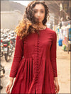 2 Piece Marron Cotton Net Readymade Suit With Button 195