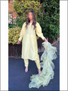 3 Piece Yellow Silk Readymade Suit With Ruffle Dupatta 134
