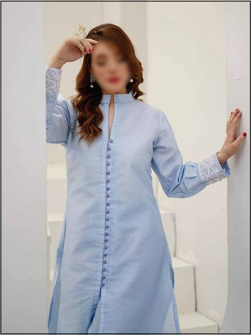 2 Piece Silk Readymade Suit With Loops Buttons 184