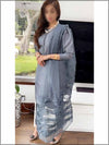 3 Piece Grey Silk Readymade Suit With Simple Dupatta 125