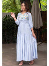 Grey Embroidered Boski Readymade Maxi In Tiered Style 315