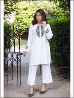 2 Piece White Irish Cotton Readymade Suit  308