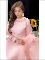 3 Piece Pink Silk Readymade Suit With Ruffle Dupatta 122