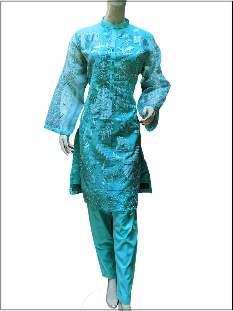 3 Piece Zink Organza Embroidered Readymade Suit 177