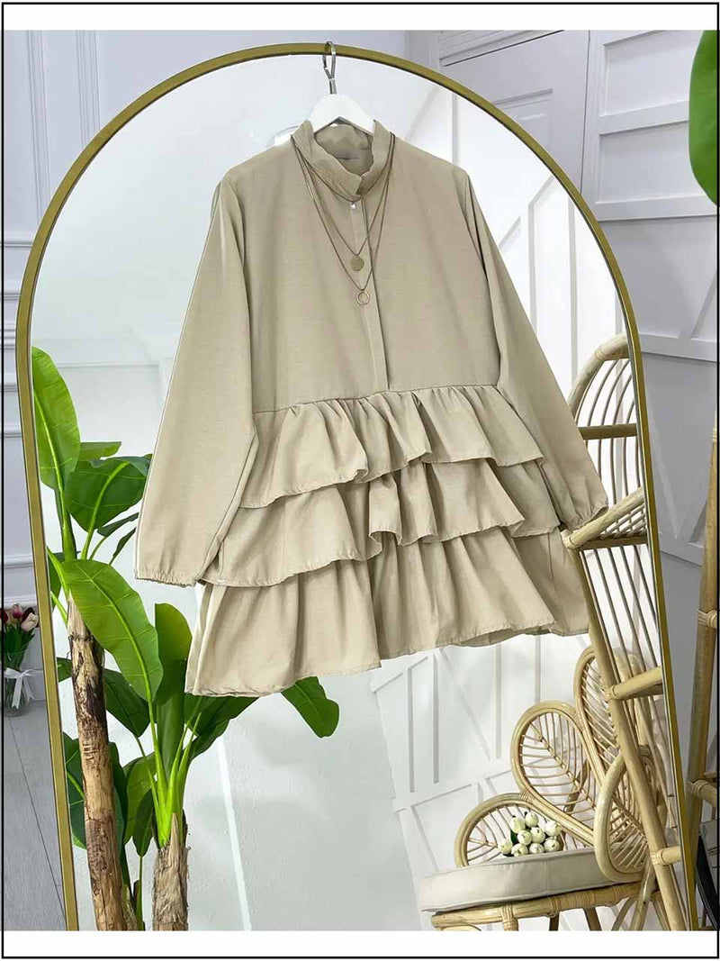 Solid Dyed Readymade Top In Frill Tiered Style 363